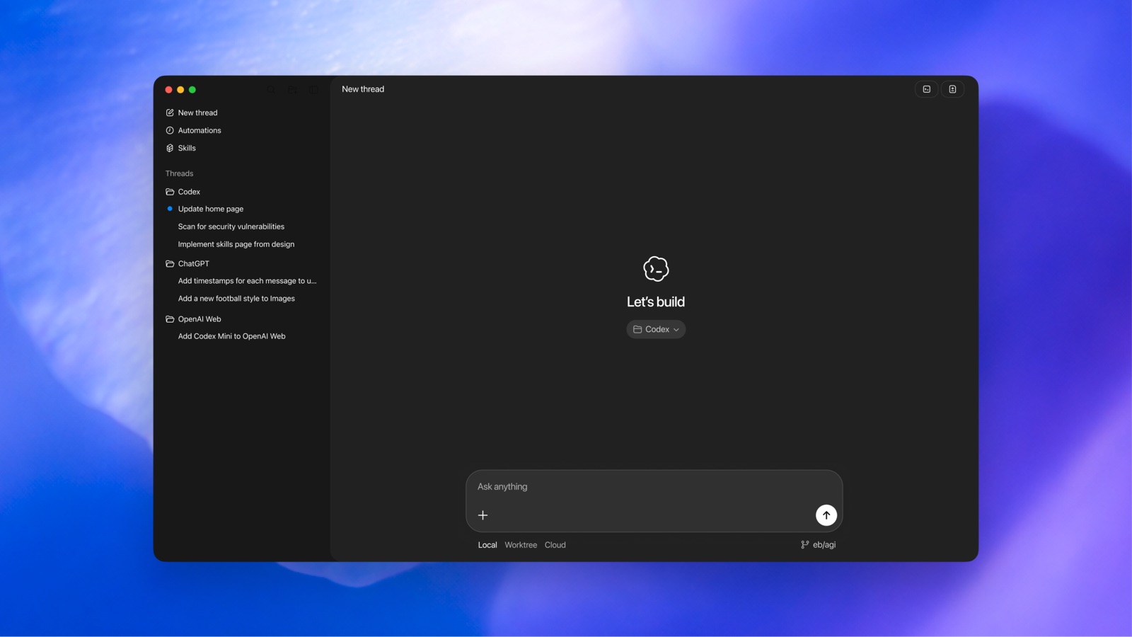 codex APP 运行界面